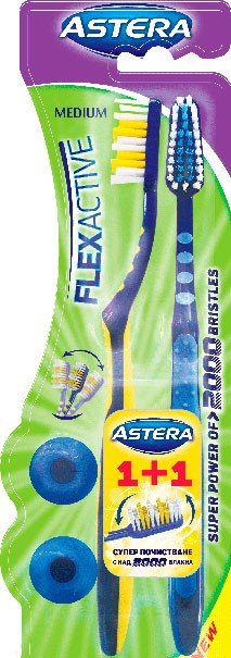 Зубная щетка astera медиум 2шт (3800046571109)