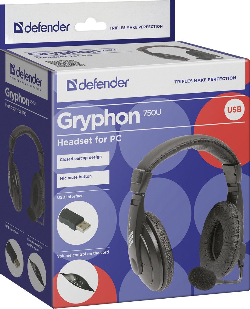 Наушники Defender Gryphon 750U USB Black (63752) купить | ELMIR - цена ...
