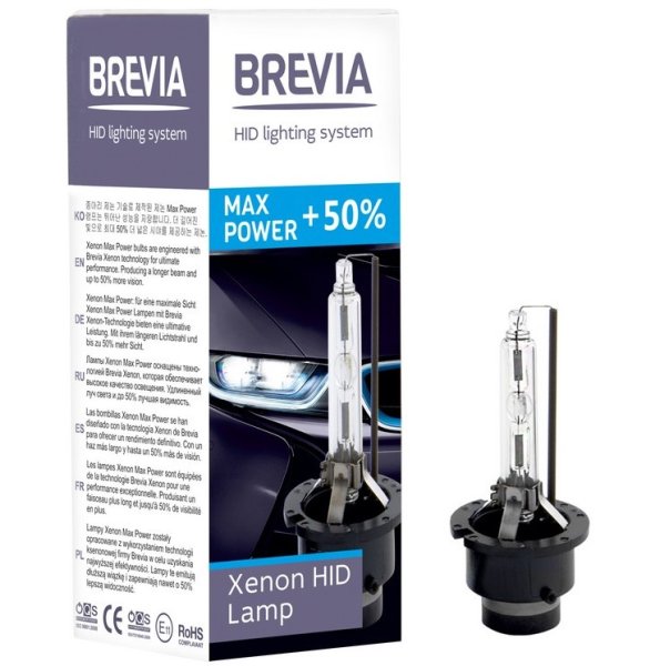 Ксеноновая лампа Brevia H1 12143MP 4300K 85V 35W Max Power +50% KET (1 шт.)  купить | ELMIR - цена, отзывы, характеристики