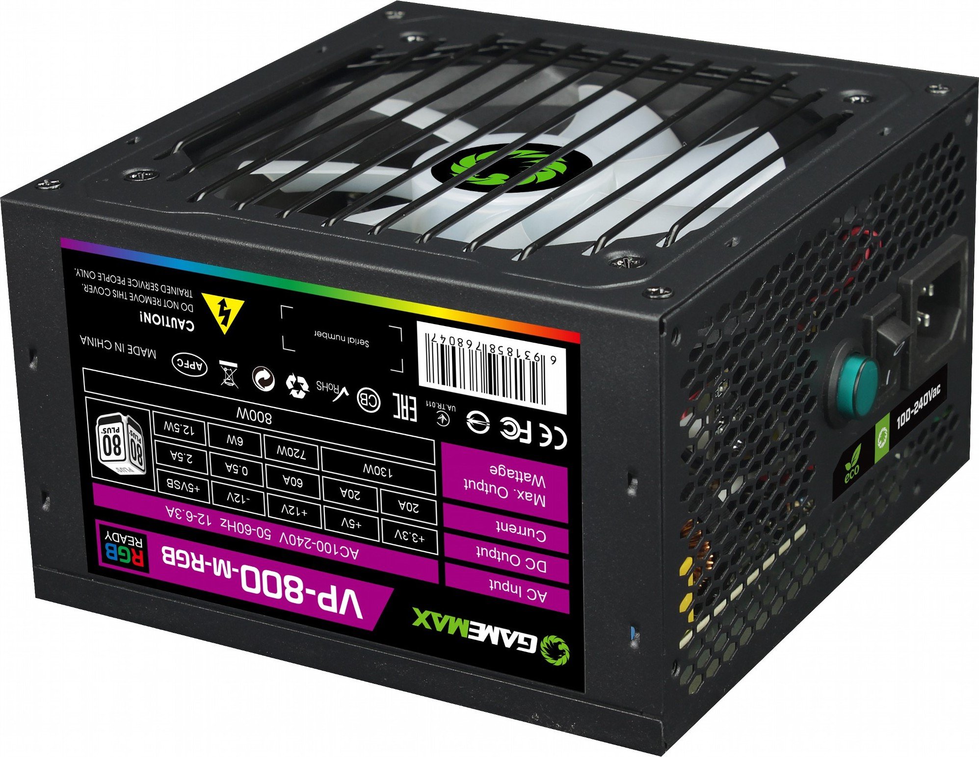 Блок питания 800W Gamemax VP-800-M-RGB купить | Elmir - цена, отзывы ...