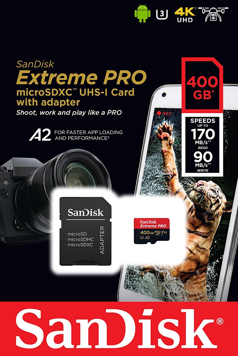 ■SANDISK　SDSQXCZ-400G-GN6MA [400GB] Карта памяти micro SDXC 400GB SanDisk Extreme Pro UHS-I U3 A2 V30