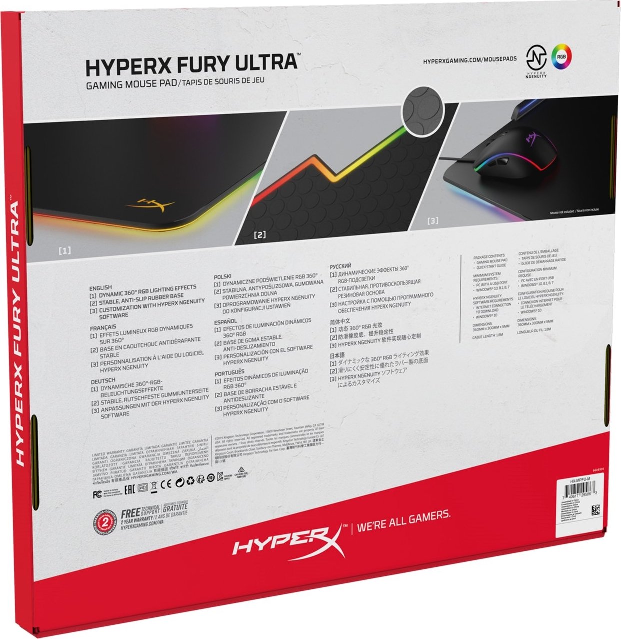 Коврик HyperX Fury Ultra Gaming Mouse Pad RGB Medium (HXMPFUM) купить ELMIR цена, отзывы