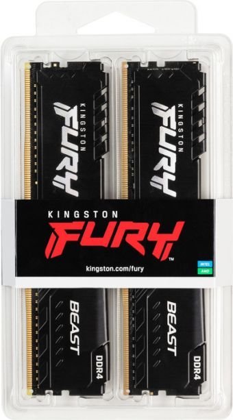 Модуль памяти Kingston Fury DDR4 16GB 2x8GB 2666MHz Beast Black