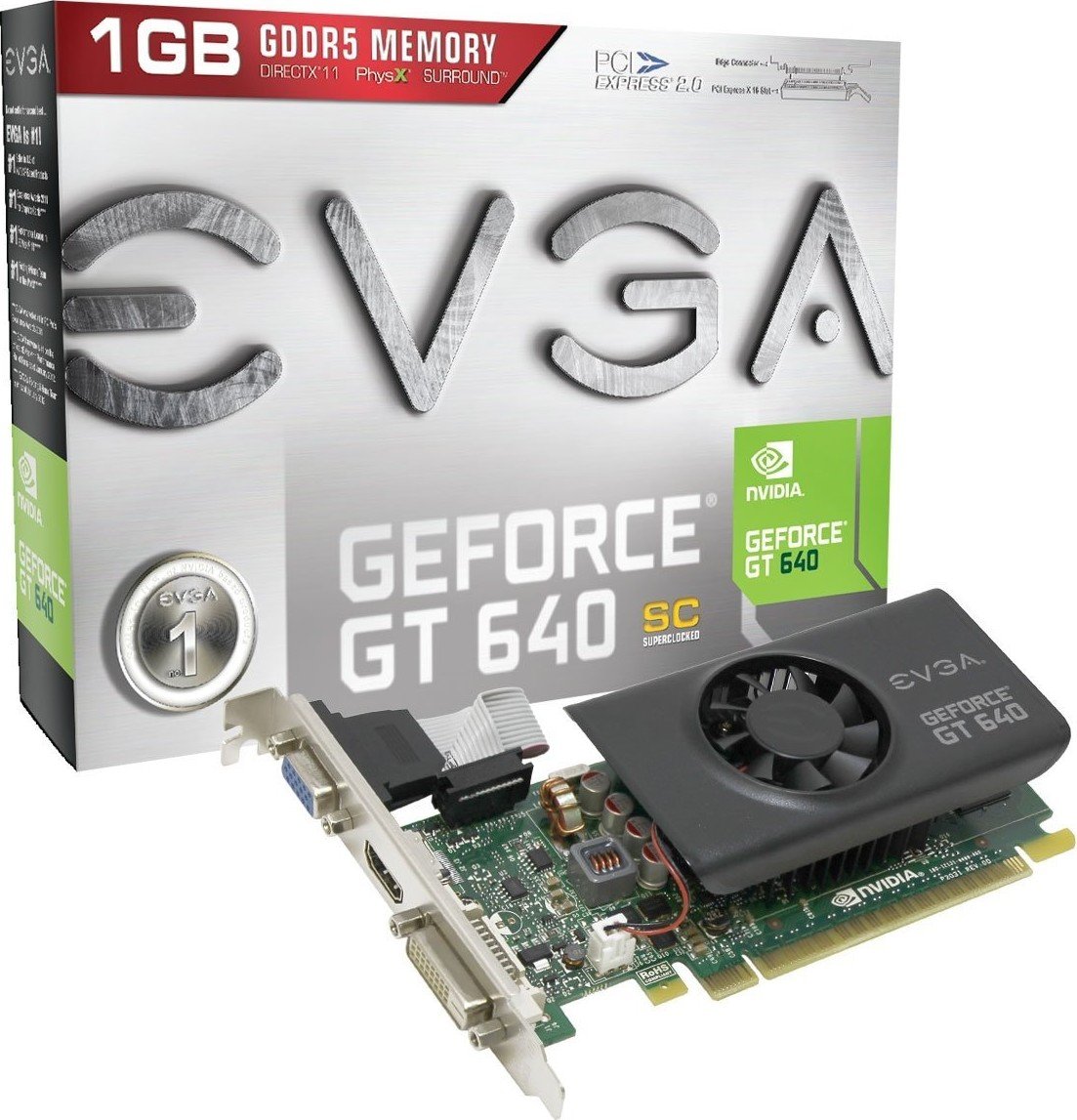 Видеокарта EVGA PCI-E GeForce GT640 1GB DDR5 (01G-P3-2642-KR) - купить ...