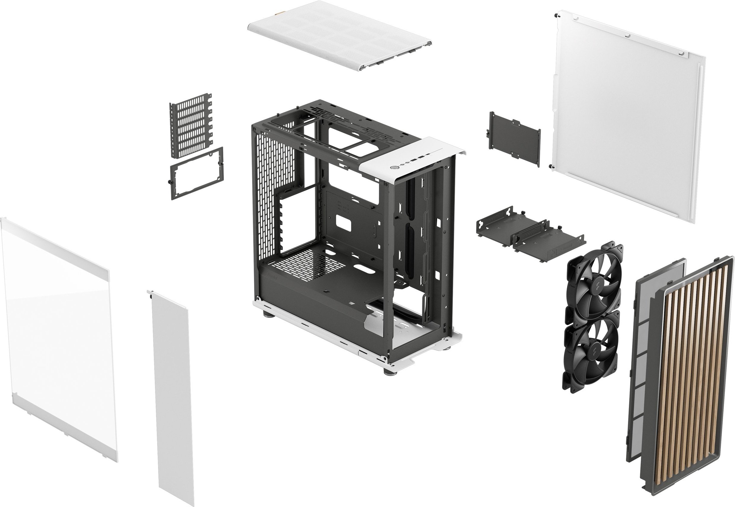 Корпус Fractal Design North TG Clear Tin б/БП Chalk White (FD-C