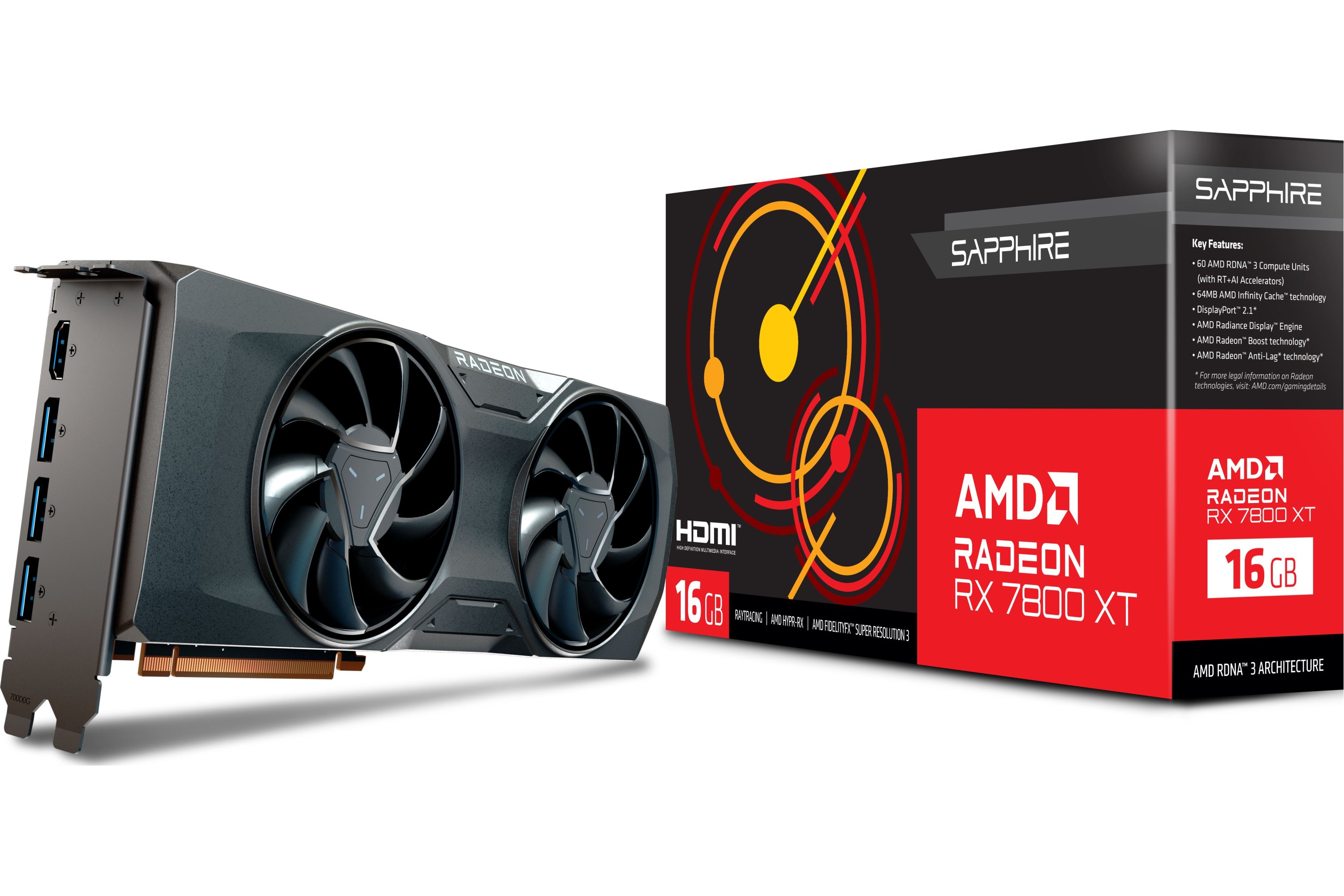 Видеокарта Sapphire PCI-E Radeon RX 7800 XT 16GB DDR6 (21330-01-20G ...