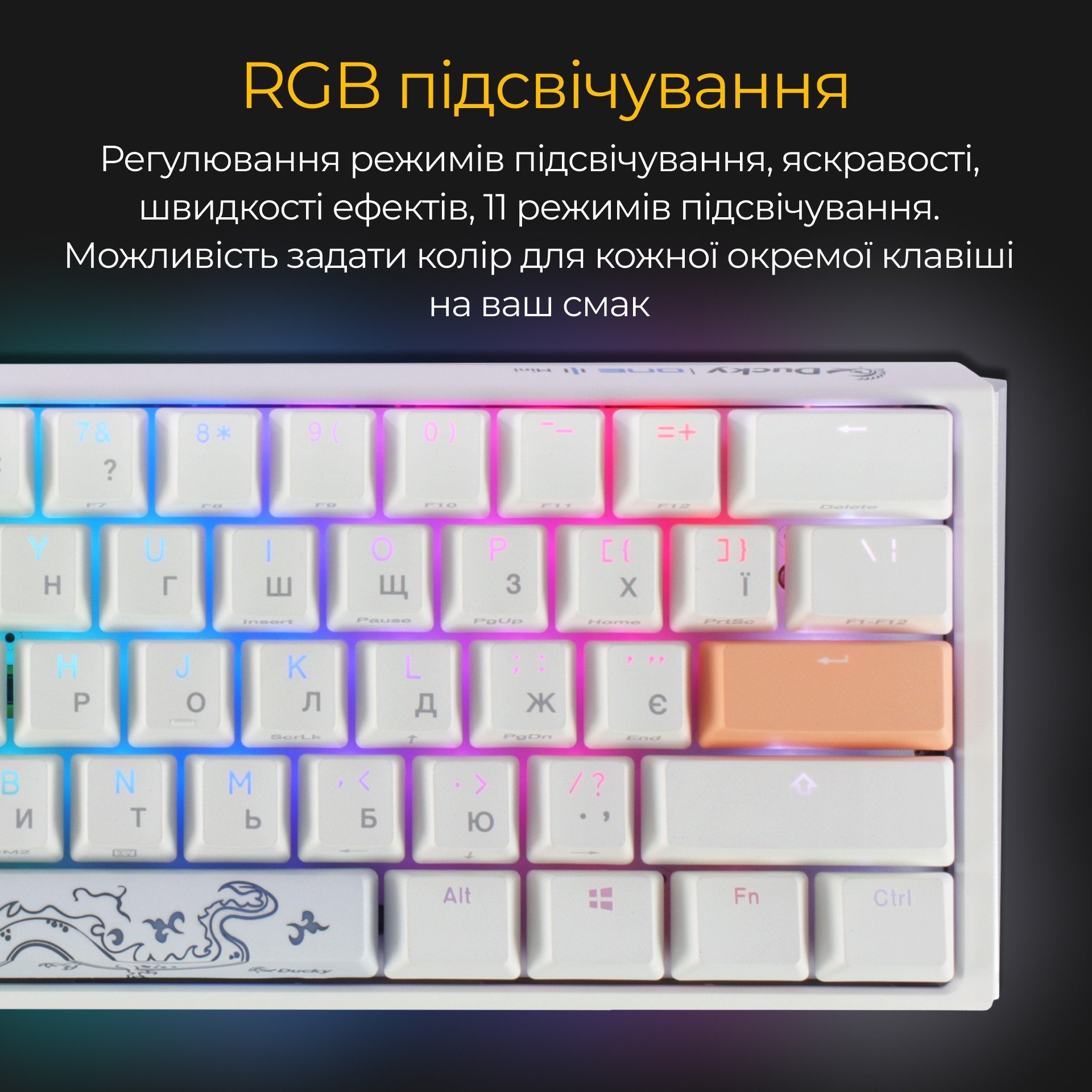 Клавіатура Ducky One 3 Mini Cherry MX Brown RGB White UA