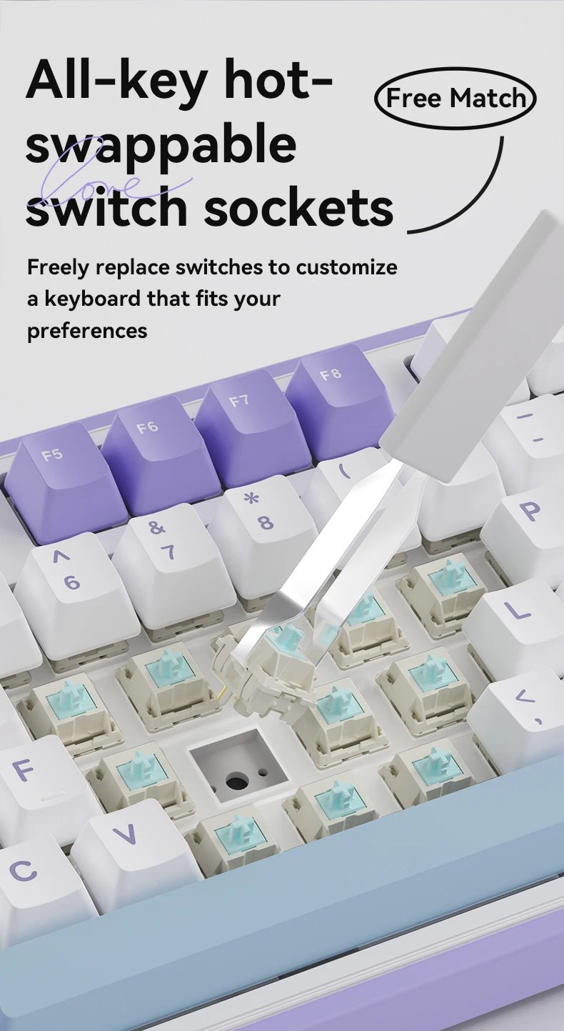 Akki　2 Клавиатура Ajazz AK980 Clear Sky Switch Purple (AK980-CS-PWB