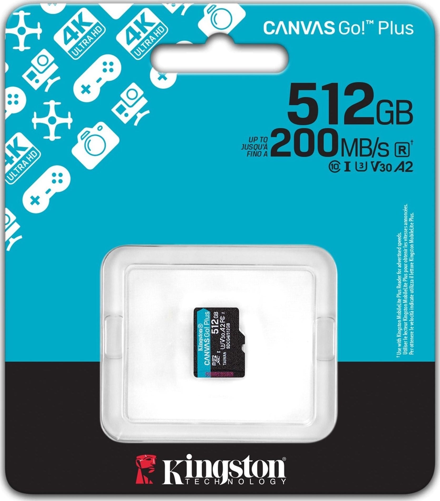 Карта памяти micro SDXC 512GB Kingston Canvas Go! Plus C10 UHS-I