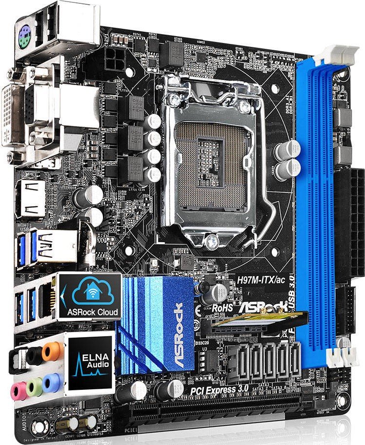 Материнская плата ASRock H97M-ITX/ac s-1150 H97 купить | Elmir - цена ...